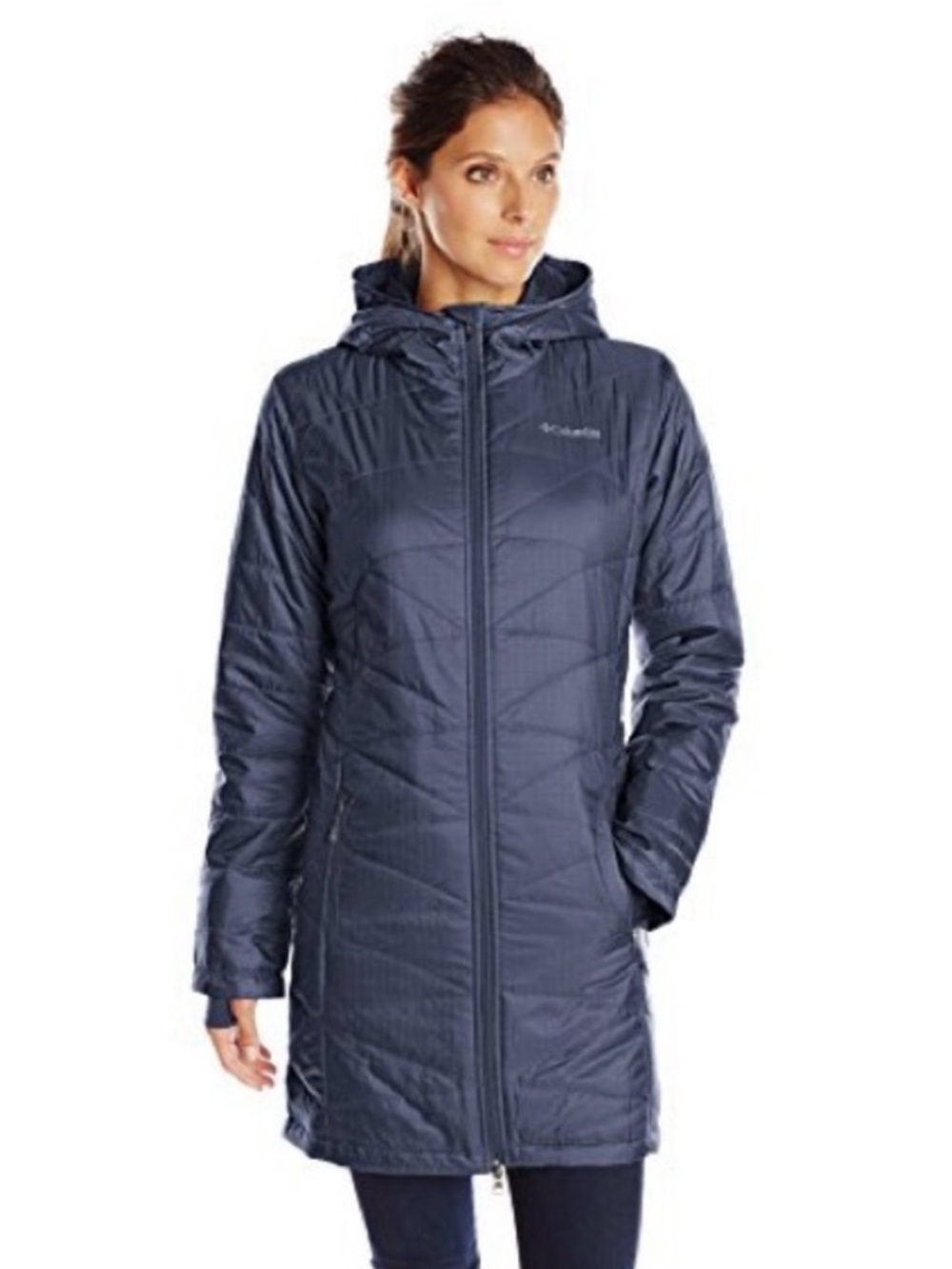 Columbia Women's Mighty Lite Omni-Heat Hooded Jacket Teal Blue Gray Small